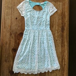 White and teal lace dress - Altar'd State